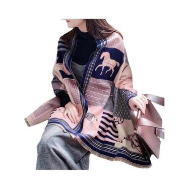 Imagem de Cachecol Feminino De Luxo Em Caxemira Para Inverno, Xale Quente E Gros