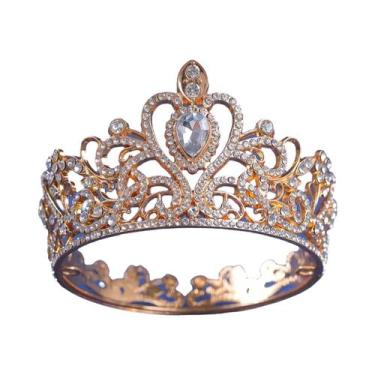 Imagem de Tiara De Casamento Barroca Redonda Para Noivas Rainha E Rei, Diadema R