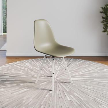 Imagem de Cadeira Eames Estilo Moderno Em Ferro Branco Com Assento Fendi