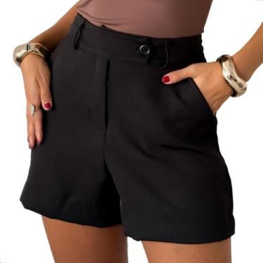 Imagem de Short tecido em alfaiataria com Bolso Zíper e Botão Lunii Cor:PretoTam