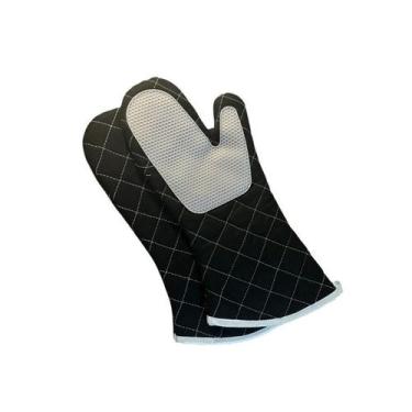 Imagem de Luvas de forno, silicone preto, resistentes ao calor, 500C, conjunto d