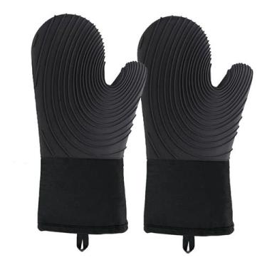 Imagem de Luvas de silicone resistentes ao calor, pacote com 2 unidades, pretas 