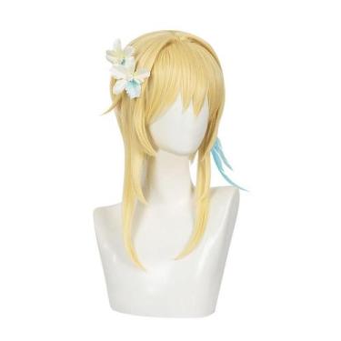 Imagem de Peruca de cosplay Genshin Impact Lumine Yuanshen Voyager 55cm - taiyua