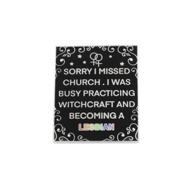 Imagem de Brooch Pin Funny Quote Black Retangle Alloy Lesbian - Yiweisai