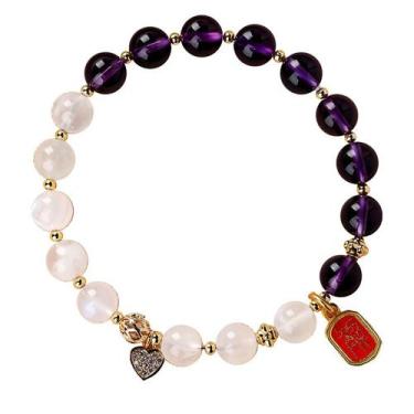 Imagem de Pulseira Nine Purple Fire Amethyst para mulheres, 6 mm frisada - yiwei
