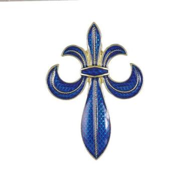 Imagem de Alfinetes de broche em liga de esmalte azul Fleur-de-lis para lapela d