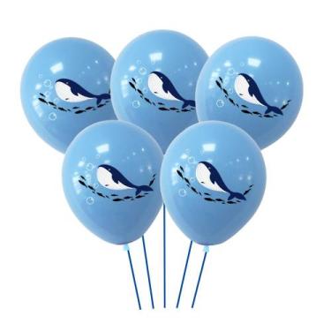 Imagem de Balões de látex Whale, 30 cm, tema oceânico, festa de aniversário x5 -