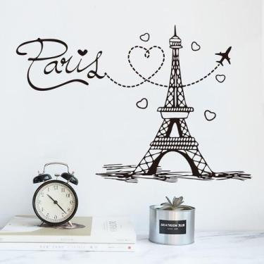 Imagem de Adesivos de parede Paris Eiffel Tower Airplane Hearts 30x90cm PVC - yi