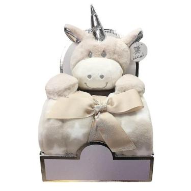 Imagem de Conjunto de cobertores e almofada confortável de unicórnio de pelúcia 