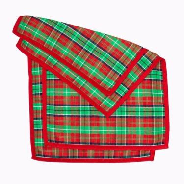 Imagem de Jogo Americano Xadrez Verde e Vermelho - Tecido Nobre (2 unidades) - P