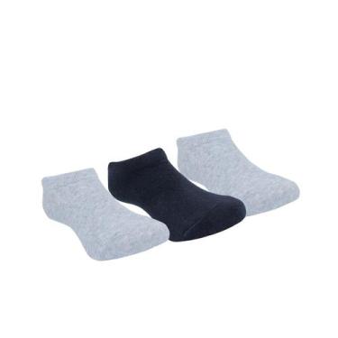 Imagem de Kit 3 Pares Meia Lisa Invisível Algodão Cinza Preta Pimpolho, 26-30