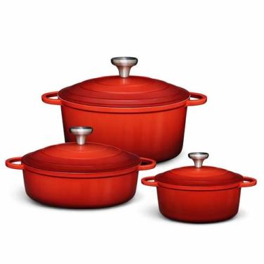 Imagem de Jogo de Panelas Caçarola Cerâmica Antiaderente Indução e Gás 3 Peças -