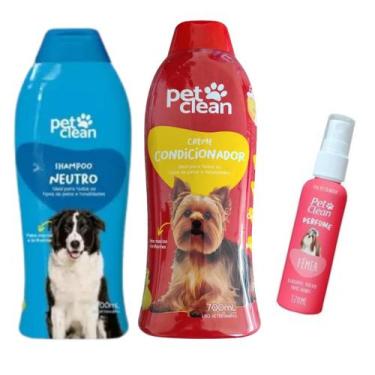 Imagem de Kit Banho PetClean Shampoo Neutro + Condicionador + Perfume - Pet Clea