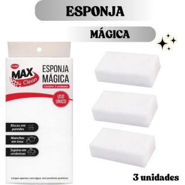 Imagem de Kit 3 Esponjas Mágica Branca Tira Manchas Riscos Max Clean Clink Mutli