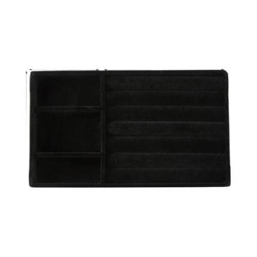 Imagem de Bandeja Organizadora De Joias Em Veludo Preto Para Anéis, Pulseiras E 