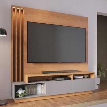 Imagem de Estante Home Humaitá para Sala de TV até 65 Polegadas Freijó Cinza Fosco Colibri