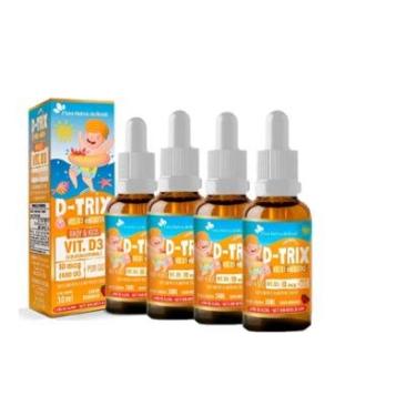 Imagem de Kit 4 D-TRIX Vitamina D3 infantil 4x30ml Morango Flora Nativa-Unissex