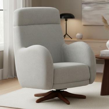 Imagem de Poltrona de Amamentação Com Balanço Giratória Ternura D02 Linho Verde Claro C-47 - Lyam Decor