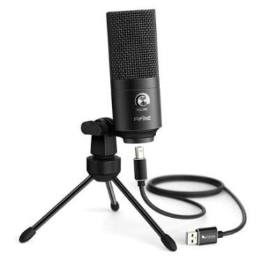 Imagem de Microfone Condensador Fifine, Cardióide, USB, Preto - K680-Unissex