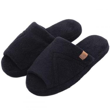 Imagem de Pantufa PUFF Masculina Atoalhada Lavável à Máquina - Preto - 35/36, Pr