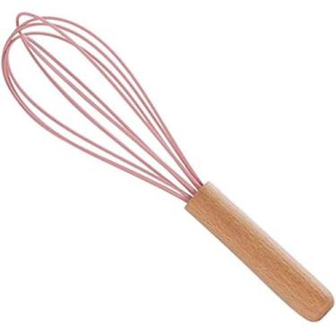 Imagem de BATEDOR DE OVOS DE SILICONE C/CABO DE BAMBU CHARMY ROSA 24,5cm - lyor