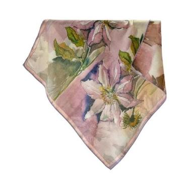 Imagem de Bandanas De Algodão Com Estampa Floral, Lenço Quadrado De 70cm, Acessó