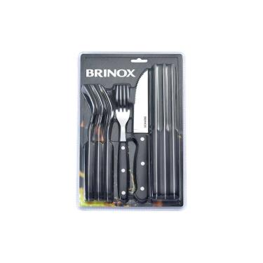 Imagem de Conjunto Brinox de Talheres Jumbo Para Churrasco 8 Peças Linha Churrasco Preto
