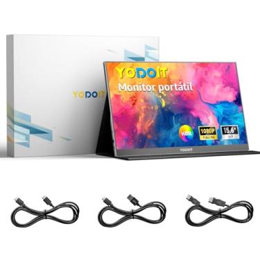 Imagem de Yodoit Monitor Portátil 15,6" 1080P 100% SRGB FHD Tela com Porta USB Tipo C HDMI com Capa Inteligente Compatível com Laptop, PC, MacBook, Xbox, PS5, Phone