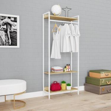 Imagem de Estante Closet Arara 187x80cm 3 Prateleiras Active Yescasa Marrom/Carv
