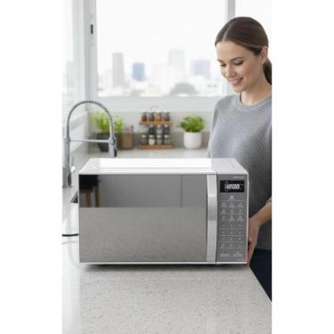 Imagem de Micro-ondas 21L Branco Espelhado: Praticidade & Sabor - Congratulation