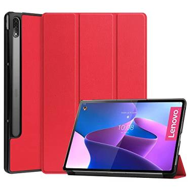 Imagem de Kepuch Couro-PU Capas Bolsas Estojos para Lenovo Tab P12 Pro TB-Q706F 12.6" - Vermelho