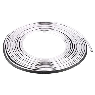 Imagem de Faixa de guarnição de moldagem de interior de carro, 5 m 16,4 pés diy tiras de guarnição de interior de carro diy adesivos de linha, faixa flexível decorativa de retrofit 3d diy(Prata Banhado)