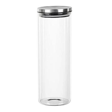 Imagem de Porta mantimento redondo em vidro borossilicato com tampa em metal prata 1,8L D10xA27,5cm