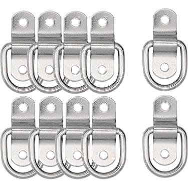 Imagem de Âncora de amarração com anel em D, 10 anéis em D de aço inoxidável de 1/4", anel de amarração resistente com anel de fixação de âncora com suporte de montagem para cargas em barcos, trailers, caminhões, trailers, montagem no chão