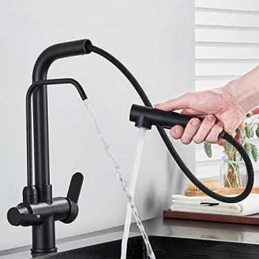 Imagem de Torneira de cozinha de água de purificação de ouro preto rotação de 360 ​​graus Torneira de água pura filtrada guindaste multifuncional torneira misturadora Torneira, preto fosco C, 1