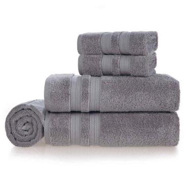 Imagem de Jogo de Toalhas de Banho Gigante com 05 Peças Unika Cinza Urbano - Karsten