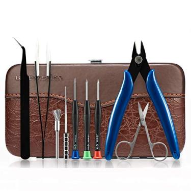 Imagem de Kit de ferramentas DIY para DIY RTA RDA RBA Construção Bobina Jig Allen Chave de fenda Alicate Pincel de pinça de cerâmica 9 em 1 Capa de couro, #1