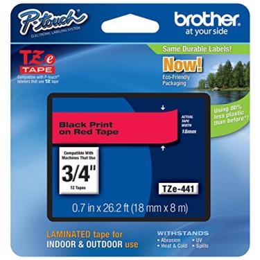Imagem de Fita genuína Brother 3/4" (18 mm) preta sobre vermelha TZe P-Touch para rotulador Brother PT-2610, PT2610