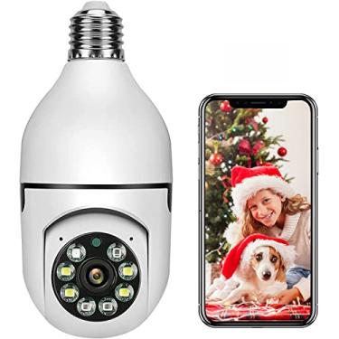 Imagem de Lâmpada com câmera WiFi para ambientes externos, câmera de vigilância doméstica 1080p E27, panorâmica de 360 graus, sem fio, áudio bidirecional, visão noturna, detecção de movimento