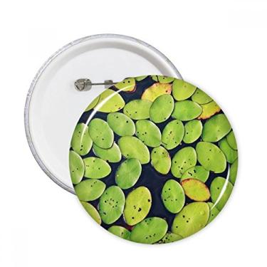 Imagem de Broche redondo de botão para decoração de 5 peças com estampa de folhas frescas