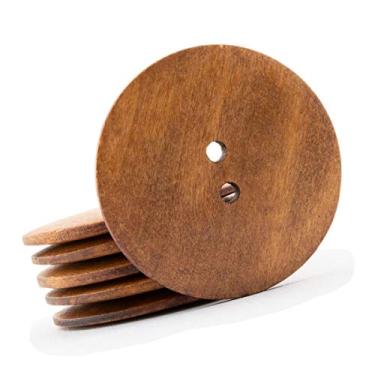 Imagem de Summer-Ray 30 peças botão de madeira marrom grande 60 mm 6 cm artesanato faça você mesmo botão de costura com 2 furos