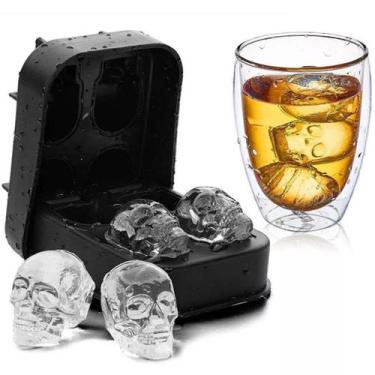 Imagem de Forma De Gelo Caveira 3D Molde Silicone Whisky Vodka Festa - Clink