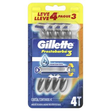 Imagem de Aparelho de Barbear Descartável Gillette Prestobarba 3 com 4 unidades 4 Unidades