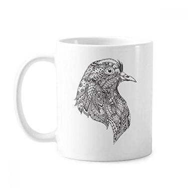 Imagem de Tinta de pássaro preta caneca feroz cerâmica café porcelana copo talheres