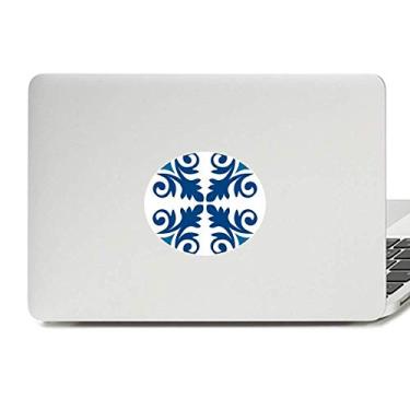 Imagem de Marrocos Decorativo Floral Azul Emblema Vinil Adesivo Laptop Notebook Decalque