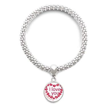 Imagem de Pulseira de prata com pingente de coração rosa do Dia dos Namorados I Love You Silver