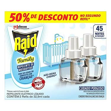 Imagem de Raid Repelente Eletrico Líquido Family Refil, Até 45 Noites de Proteção, 2 unidades de 32,9ml