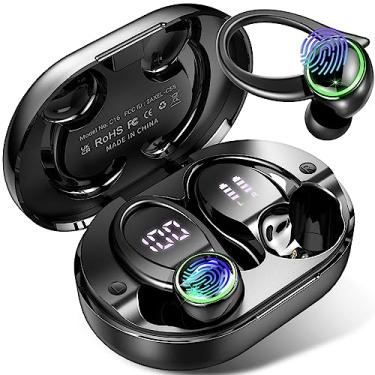 Imagem de Headphones Bluetooth 5.3 Wireless Earbuds ENC Noise Cancelling Mic, Bass Stereo Over Ear buds with Earhooks, 48H Playback and Dual LED Display, IP7 Waterproof Earphones for Sports/Workouts/Gym/Gaming