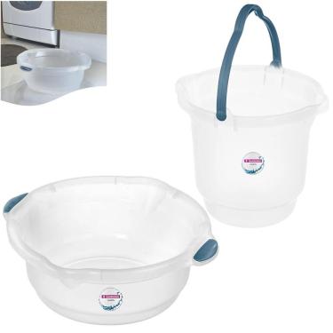 Imagem de Kit Balde 12 Litros Bacia Plástica Para Limpeza De Casa Lavanderia - Sanremo