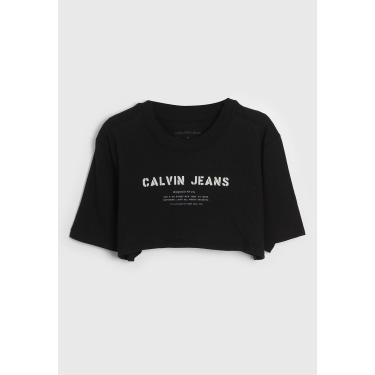Imagem de Infantil - Camiseta Cropped Calvin Klein Full Print Preta Calvin Klein Kids CG4OJ01BC023 menina